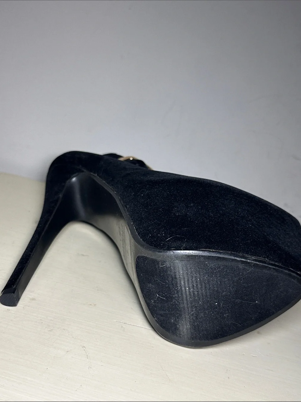 Delicacy velour Black Mary Jane Platform dancer ankle strap High Heels
